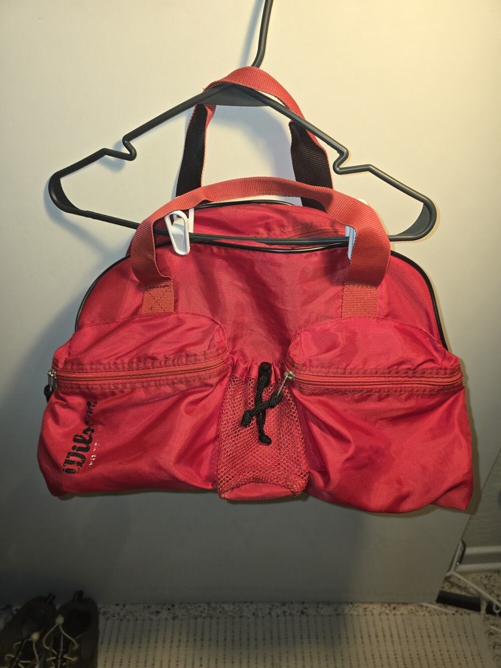 Vintage Red Wilson Duffel Bag 80s 70s retro gym workout perfect size for gym